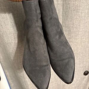 14th & Union Slate Gray Suede Pointed-Toe Ankle Boots